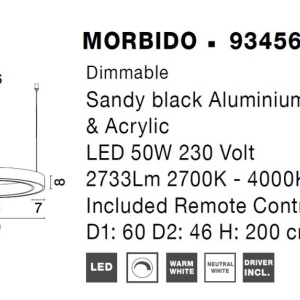 Pendul LED dimabil design modern MORBIDO negru 115460 universul-luminii.ro