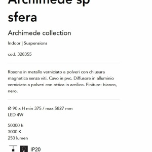 Pendul LED stil minimalist Archimede sp sfera alb - Img 4