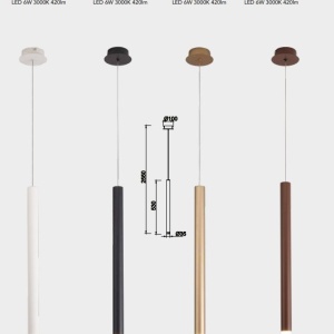 Pendul LED tubular design modern minimalist CALA negru 131920 universul-luminii.ro