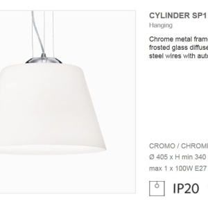 Pendul modern diametru 40,5cm CYLINDER SP1 D40 BIANCO 025438 43430 universul-luminii.ro