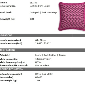 Perna decorativa design LUX Doris L roz, 60x60cm - Img 2
