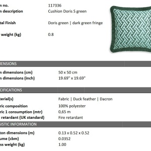 Perna decorativa design LUX Doris S green, 50x50cm - Img 2