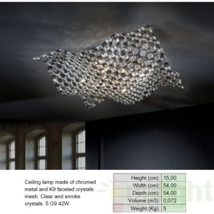 Plafonier modern cristal K9 dim.54x54cm Saten 160674 53390 universul-luminii.ro