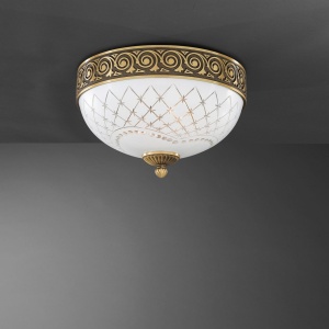 Plafoniera clasic design italian din alama, sticla 7002 RA-PL. 7002/2 102150 universul-luminii.ro