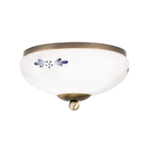 Plafoniera clasica Landhaus 21cm alama antique/ sticla opal decor albastru 99240 universul-luminii.ro