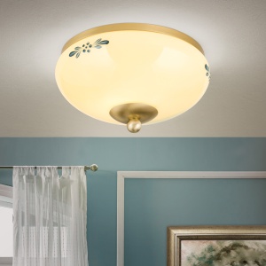 Plafoniera clasica Landhaus 21cm alama satin/ sticla champagne decor verde 99230 universul-luminii.ro