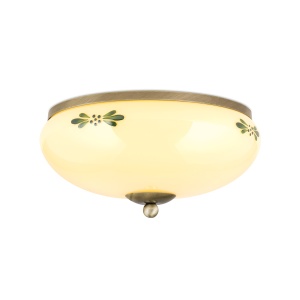 Plafoniera clasica Landhaus 28cm alama satin/ sticla champagne decor verde 99300 universul-luminii.ro