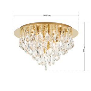 Plafoniera cristal K9 design elegant CELESTE D-45 aurie 234770 universul-luminii.ro
