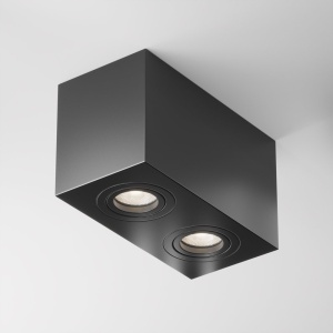 Plafoniera cu 2 spoturi design tehnic Atom negru 66200 universul-luminii.ro