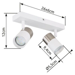 Plafoniera cu 2 Spoturi directionabile BRISBON nickel/alb 236300 universul-luminii.ro