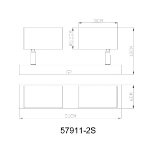 Plafoniera cu 2 spoturi directionabile metal negru gri ROBBY 249380 universul-luminii.ro