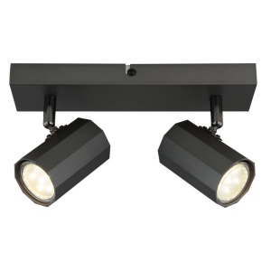 Plafoniera cu 2 Spoturi directionabile metal negru JAMES 249060 universul-luminii.ro