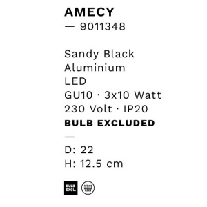Plafoniera cu 3 spoturi Amecy negru 148810 universul-luminii.ro