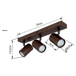 Plafoniera cu 3 Spoturi directionabile JAMES bronz 240080 universul-luminii.ro