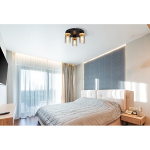Plafoniera cu 3 surse de iluminat design modern FINCA negru mat, maro inchis 113970 universul-luminii.ro
