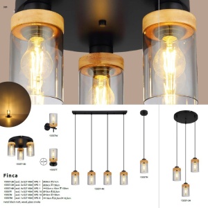 Plafoniera cu 3 surse de iluminat design modern FINCA negru mat, maro inchis 210480 universul-luminii.ro
