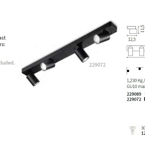 Plafoniera cu 4 spoturi directionabile RUDY PL4 NERO 229072 IDL 82460 universul-luminii.ro