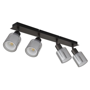 Plafoniera cu 4 spoturi metal negru, sticla VILLEGAS