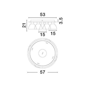 Plafoniera cu 5 spoturi LED, Metal, Sticla, Fumuriu, Voi 245270 universul-luminii.ro