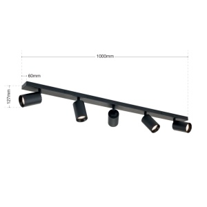 Plafoniera cu 5 Spoturi stil minimalist modern SEAN negru 235410 universul-luminii.ro