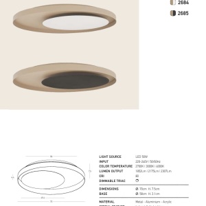 Plafoniera cu lumina indirecta LED CCT sus si jos JAVA 70cm - Img 3
