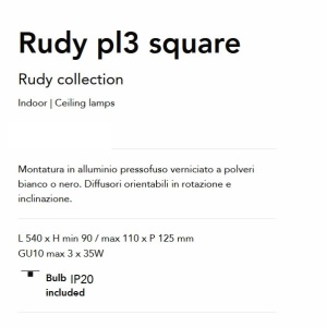Plafoniera cu spoturi Rudy pl3 square negru 128330 universul-luminii.ro