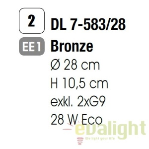 Plafoniera design rustic Pankok DL 7-583/28 bronze OR - Img 3
