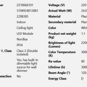 Plafoniera LED baie IP54 design ultra-slim Oja alba 3000K/4000K 149530 universul-luminii.ro