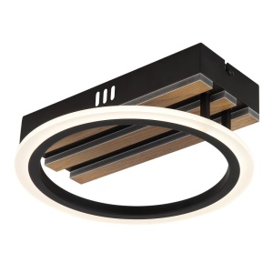 Plafoniera LED CCT BLEVINS riflaj MDF cu efect de lemn