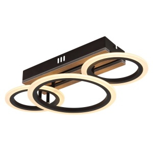 Plafoniera LED CCT BLEVINS riflaj MDF cu efect de lemn 620080 universul-luminii.ro