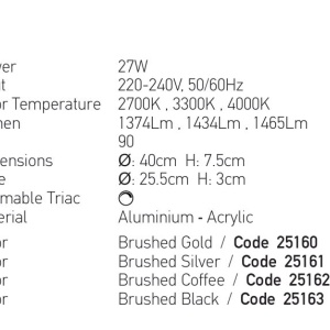 Plafoniera LED CCT, diametru 40cm, BRUSHED GOLD ZB-25160 171260 universul-luminii.ro
