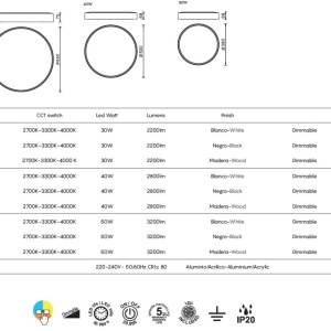 Plafoniera LED CCT, dimabila, diametru 65cm, lemn, CUMBUCO II MA-8843 171720 universul-luminii.ro