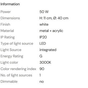 Plafoniera LED design circular Aruba 40cm alba - Img 3