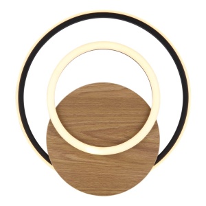 Plafoniera LED design circular JULIO negru/lemn - Img 4