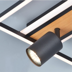 Plafoniera LED, Design Geometric, Lemn, 1xGU10, KORDA - Img 3