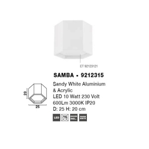 Plafoniera LED design minimal SAMBA alba 137230 universul-luminii.ro