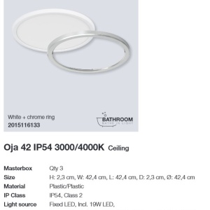 Plafoniera LED design silm IP54 Oja 42 baie negru 3000-4000K 2015116103 NL 195120 universul-luminii.ro