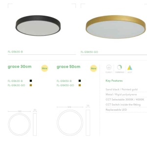 Plafoniera LED dimabila CCT 3000/4000K Grace 50 negru - Img 2