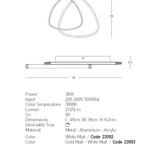 Plafoniera LED dimabila design slim Alysia alba 153780 universul-luminii.ro
