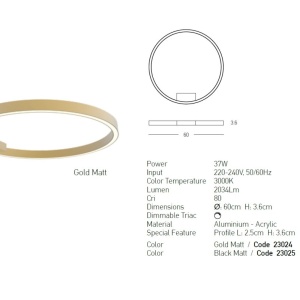 Plafoniera LED dimabila design slim Ridley negru D-60cm 153740 universul-luminii.ro