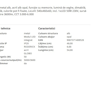 Plafoniera LED moderna cu telecomanda RODERICK 50W 202660 universul-luminii.ro