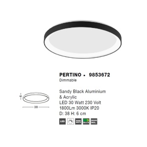 Plafoniera LED moderna design slim 38cm PERTINO negru NVL-9853672 76390 universul-luminii.ro