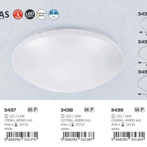 Plafoniera LED moderna pentru baie cu protectie IP44 Lucas 3438 RX 87070 universul-luminii.ro