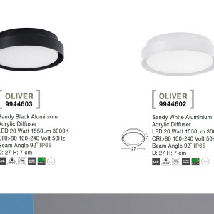 Plafoniera LED pentru iluminat exterior design modern slim IP65 OLIVER alba 190990 universul-luminii.ro