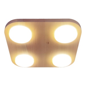 Plafoniera LED rustica fabricata manual din lemn OKIO 4L - Img 3