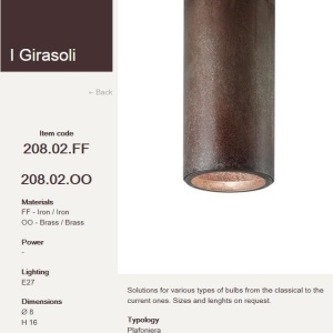 Plafoniera minimalista aspect antique brass diametru 8cm, H-16cm I Girasoli 208.02 53990 universul-luminii.ro