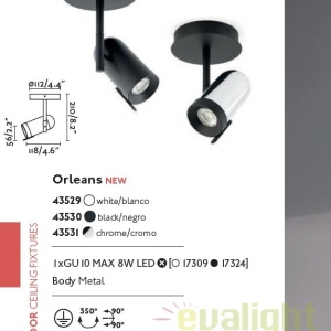 Plafoniera moderna cu 1 spot directionabil ORLEANS 1L crom 43531 48480 universul-luminii.ro