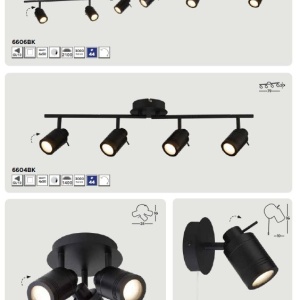 Plafoniera pentru baie cu spoturi directionabile IP44 Samson negru 4L 207590 universul-luminii.ro