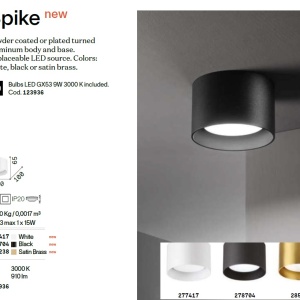 Plafoniera, Spot aplicat tavan SPIKE PL1 BIANCO 101160 universul-luminii.ro