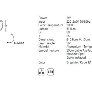 Proiector LED cu tarus iluminat exterior decorativ IP65 Royle 154420 universul-luminii.ro